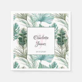 Guardanapo De Papel Padrão Personalizado de Palm Frond de Casamento Tr