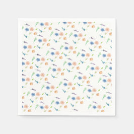 Guardanapo De Papel Padrão Pintado com Aquarela de Flores Silvestres P
