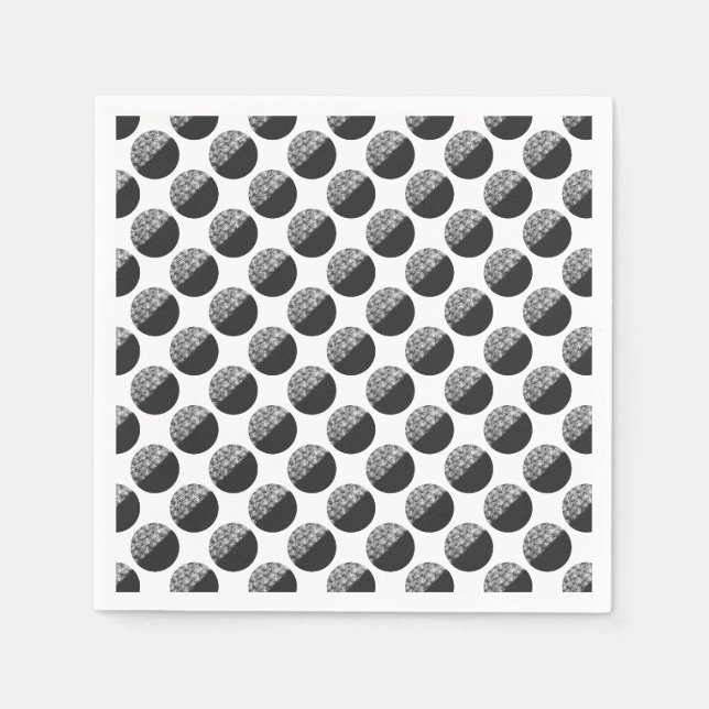 Guardanapo De Papel Padrão Preto e Branco de Muitas Luas (Frente)