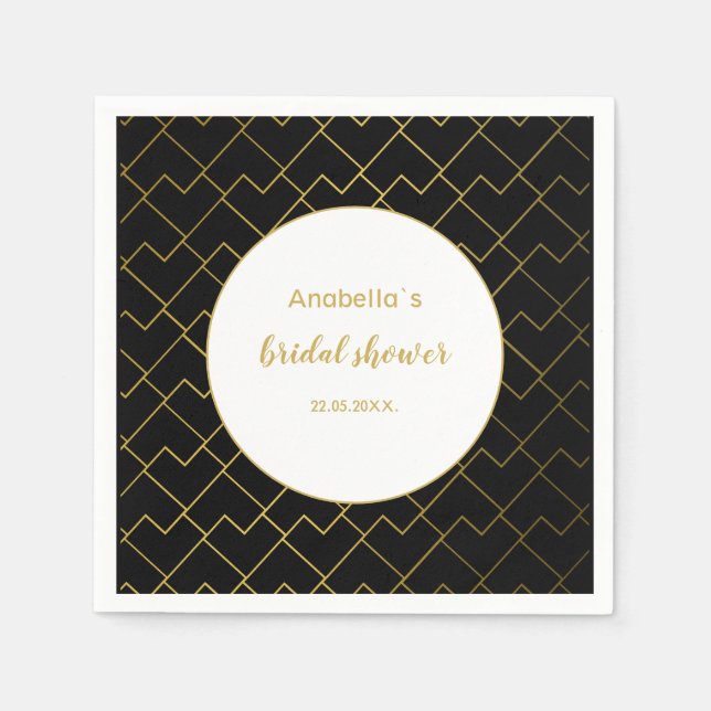 Guardanapo De Papel Padrão Preto Geométrico do Ouro Urbano (Frente)