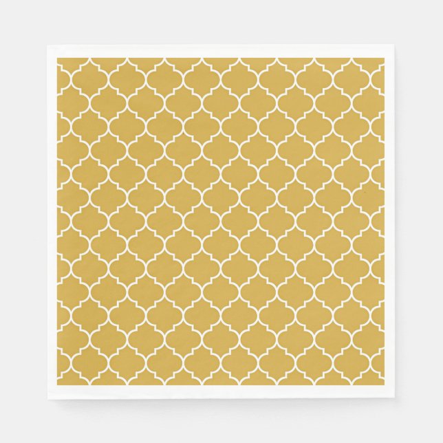 Guardanapo De Papel Padrão Quatrefoil Dourado (Frente)