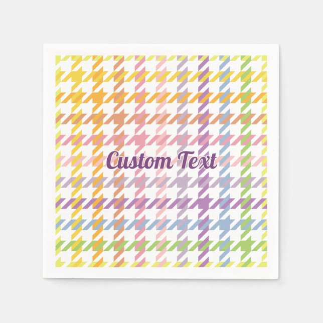 Guardanapo De Papel Padrão Rainbow Houndstooth (Frente)