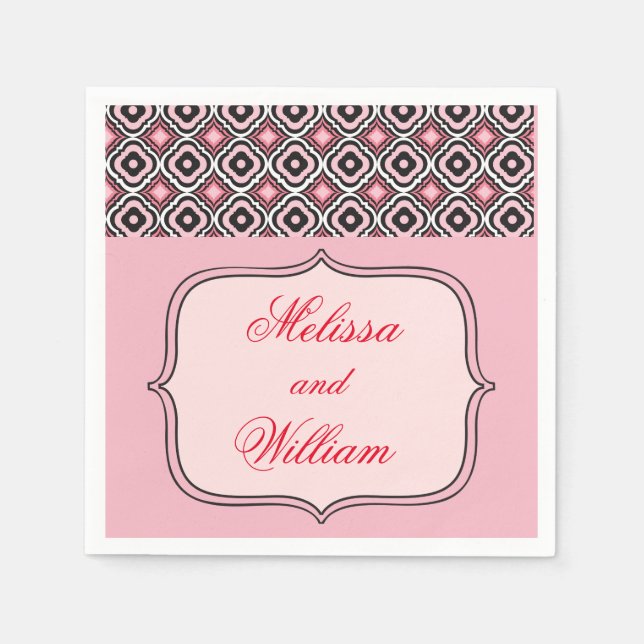 Guardanapo De Papel Padrão rosa e preto (Frente)