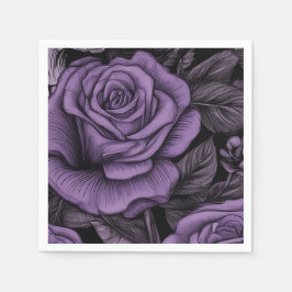 Guardanapo De Papel Padrão Rosa Roxa, Casamento Gótico, Amantes