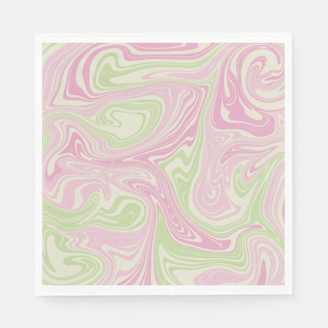 Guardanapo De Papel Padrão Rosa Verde Suave Líquido (Frente)