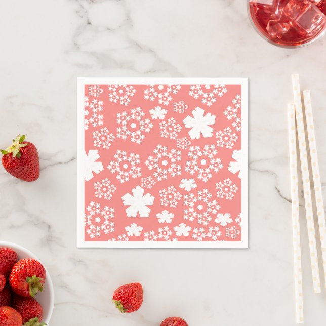 Guardanapo De Papel Padrão Rosa & White Star & Snowflake (Insitu)