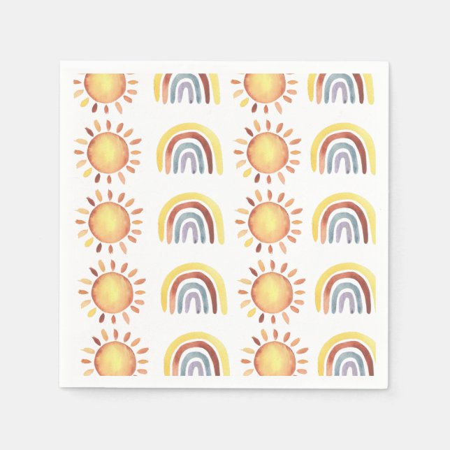 Guardanapo De Papel Padrão sol e arco-íris (Frente)