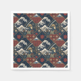 Guardanapo De Papel Padrão Tradicional Japonês de Samurai & Grande Ond