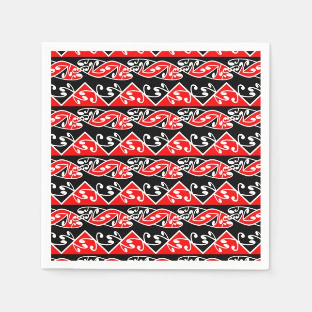 Guardanapo De Papel Padrão Tradicional Maori Koru Kowhaiwhai (Frente)