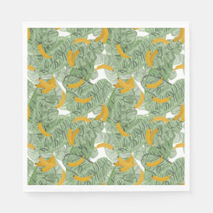 Guardanapo De Papel Padrão tropical moderno de banana verde