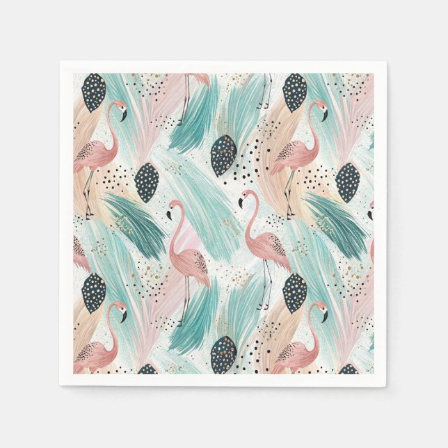 Guardanapo De Papel Padrão Tropical Watercolor Flamingo (Frente)