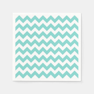 Guardanapo De Papel Padrão Turquoise Aqua White Chevron Zig-Zag