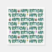 Padrão Verde Tipográfico Feliz Aniversário