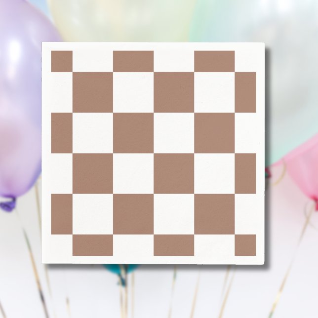 Guardanapo De Papel Padrão verificado em branco e Mocha Mousse (Criador carregado)