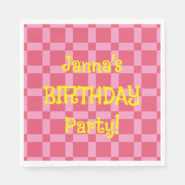 Guardanapo De Papel Padrão Verificado Pink de Festa de aniversário Per