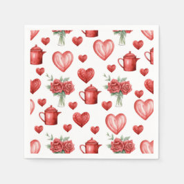 Guardanapo De Papel padrão vermelho com coração para dia de os namorad
