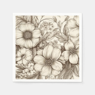 Guardanapo De Papel Padrão Vintage Floral Sepia (13)