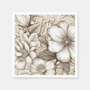 Guardanapo De Papel Padrão Vintage Floral Sepia (15)