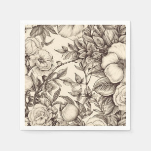 Guardanapo De Papel Padrão Vintage Floral Sepia (2)