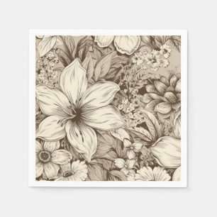 Guardanapo De Papel Padrão Vintage Floral Sepia (3)