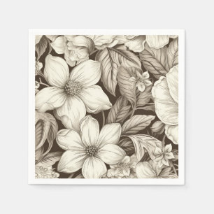 Guardanapo De Papel Padrão Vintage Floral Sepia (6)