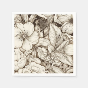 Guardanapo De Papel Padrão Vintage Floral Sepia (9)