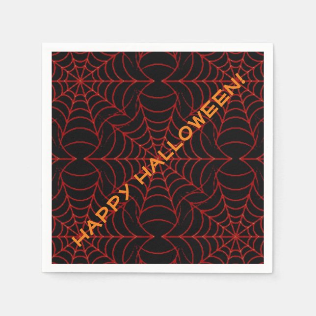 Guardanapo De Papel Padrão Web de Aranha Preta e Laranja Napkins (Frente)