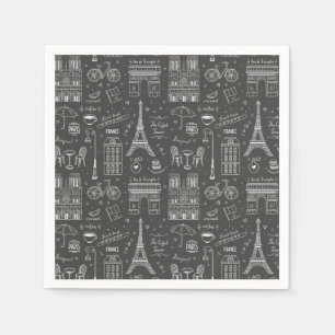 Guardanapo De Papel Padrão Whimsical Paris Doodles