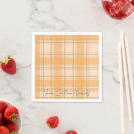 Guardanapo De Papel Padrão Xadrez Clássico Creme e Laranja Apricot