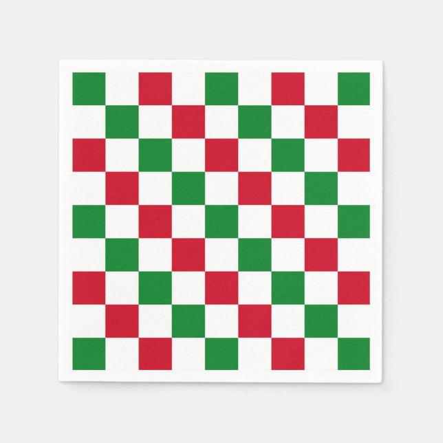 Guardanapo De Papel Padrão Xadrez Clássico de Natal (Frente)