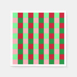 Guardanapo De Papel Padrão Xadrez de Natal Contemporâneo