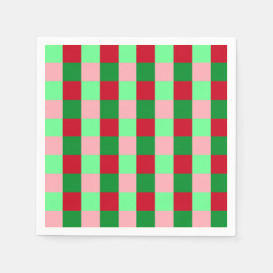 Guardanapo De Papel Padrão Xadrez de Natal Contemporâneo