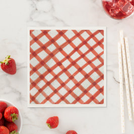 Guardanapo De Papel Padrão Xadrez Gingham Pintado à Mão em Aquarela Ve