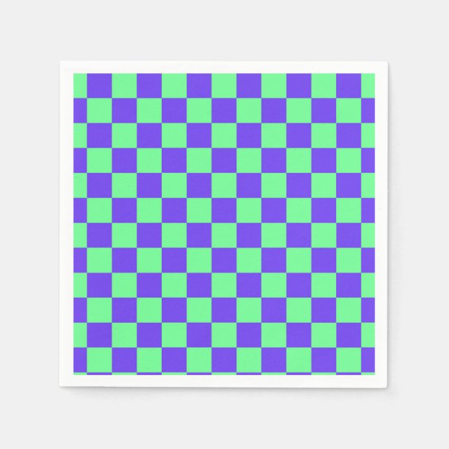 Guardanapo De Papel Padrão Xadrez Roxo e Verde (Frente)
