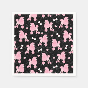 Guardanapo De Papel Padrões de Arcos e Poodles Rosa Pretos