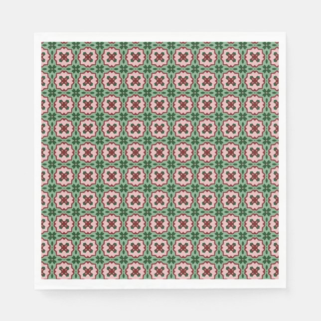 Guardanapo De Papel Padrões de Natal Folksy Bohemian Eclectic (Frente)