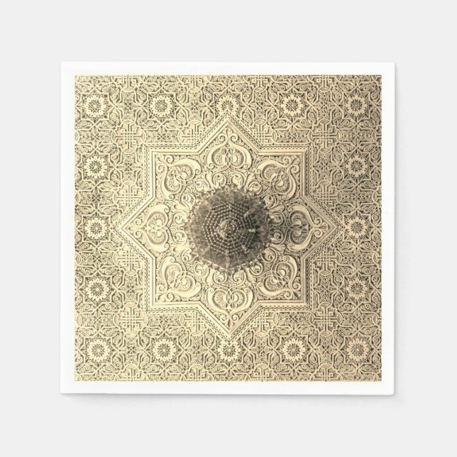 Guardanapo De Papel Padrões de rendas Dourados elegantes para Napkins (Frente)