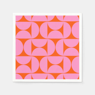 Guardanapo De Papel Padrões Modernos De meio século Rosa E Laranja