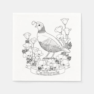Guardanapo De Papel Página de Coloração de Aves e Flores do Estado da