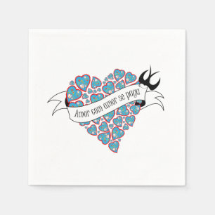 Guardanapo De Papel Pague amor com amor ilustrado provérbio português