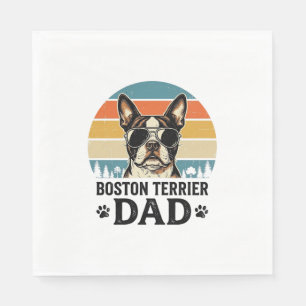 Guardanapo De Papel Pai do Boston Terrier Design Vintage Amante de Cãe