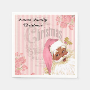 Guardanapo De Papel Pai Natal Vitoriano Rosa Antigo de Rosas Coloridas