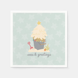 Guardanapo De Papel Pail de Areia de Natal de Praia