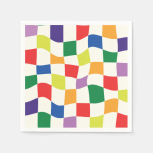 Guardanapo De Papel Painéis de verificação vermelhos coloridos do arco