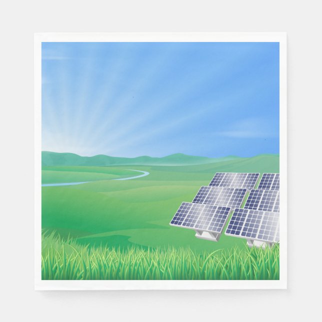 Guardanapo De Papel Painel Solar Ecológico na Paisagem (Frente)