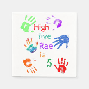 Guardanapo De Papel Paint Handprint Aniversário com Nome Personalizado