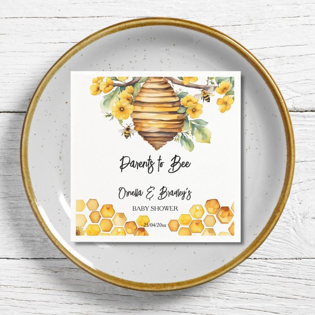Guardanapo De Papel Pais para o modelo de abelha primavera (Parents to bee spring honey bee baby shower template napkins personalized tableware decor beehive)