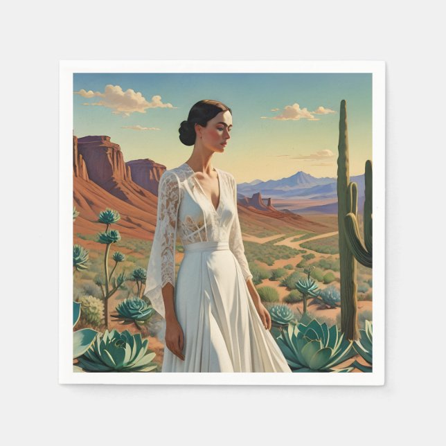 Guardanapo De Papel Paisagem bonita com arte espiritual feminina (Frente)