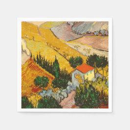 Guardanapo De Papel Paisagem com House e Ploughma Vincent van Gogh
