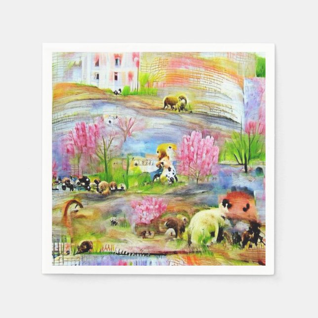 Guardanapo De Papel Paisagem de Aquarela (Frente)